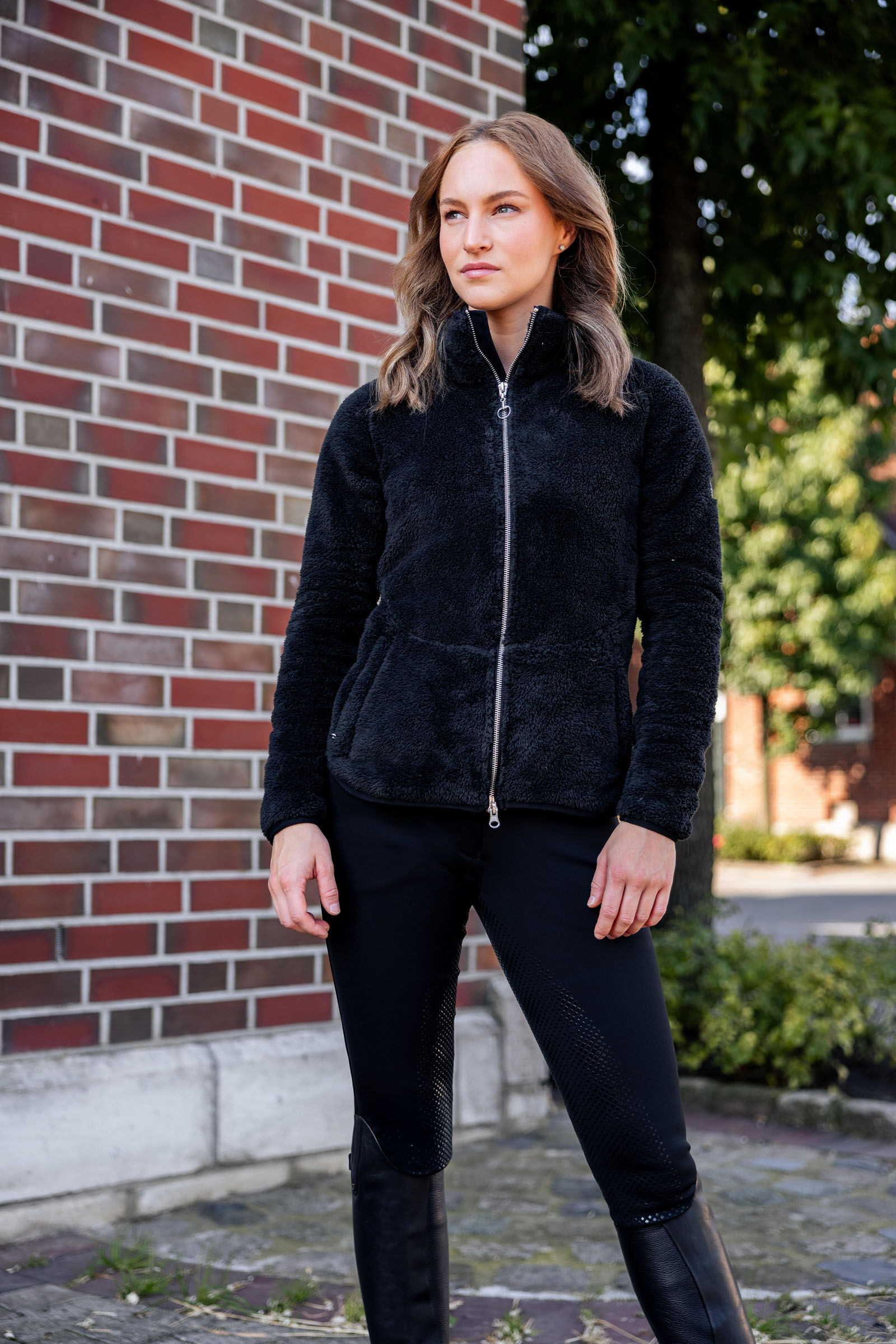 Teddybär-Fleecejacke Merida Horze Damen Schwarz