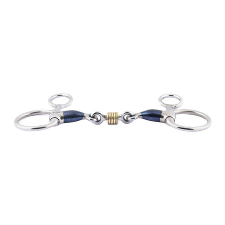 Mors Baucher Jump'In doppelt gebrochen Blue Steel mit Kupferringen