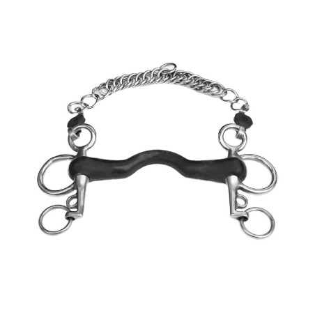 Pelham-Gebiss Jump'In mit kleinen Ästen aus hartem Gummi