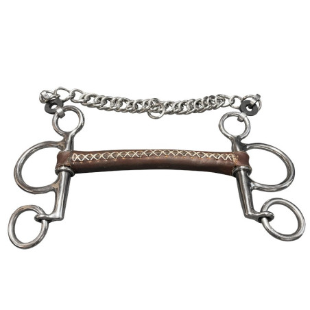 Runder Ledergebissriemen Jump'In Pelham kleine gerade Äste