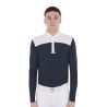 Wettkampf-Poloshirt Herren Langarm mit Knöpfen Equestro - Weiß / Marineblau