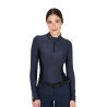 Damen-Trainings-Tech-Poloshirt Langarm Equestro - Marineblazer