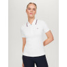 Damen Kurzarm-Zip-Polo Tommy Hilfiger Equestrian Camden - Weiß