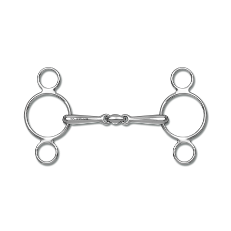 Massives Waldhausen 3-Ring-Gebiss mit doppelt gebrochener Mundstück