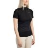 Trainingspolo Montar MoCilia raffiniert Damen Kurzarm Jacquard - Schwarz
