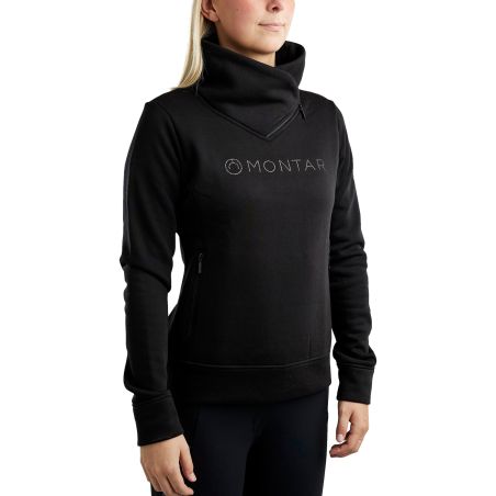 Sweatshirt Montar MoNaja mit hohem Kragen Kristalle Gun Metal Damen