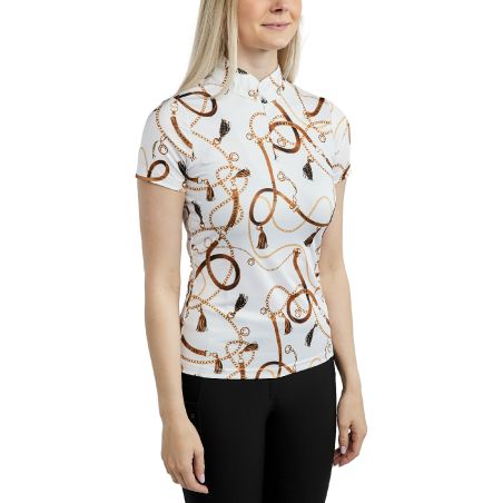 Kurzarm-Poloshirt Montar mit Haily Bridle Druck für Damen