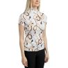 Kurzarm-Poloshirt Montar mit Haily Bridle Druck für Damen - Weiß