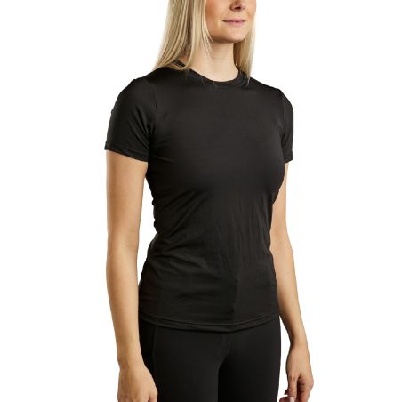 Kurzarm-T-Shirt aus Strick Montar MoStella mit gelasertem Logo für Damen