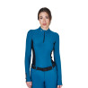Damen-Trainings-Tech-Poloshirt Langarm Equestro - Korallenblau