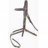 Trensenzaum Kessel T mit dreifachem Genickstück und Kreuznasenriemen - Dunkles Havanna