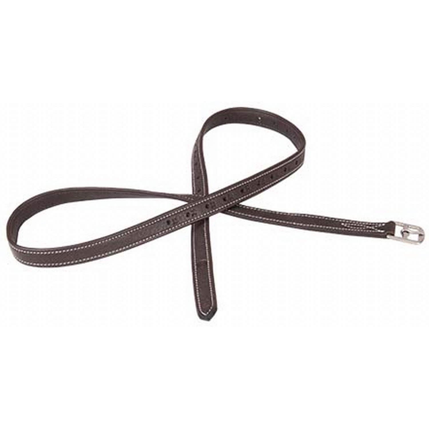 Luxus-Steigbügelriemen fein T de T Dunkelbraun / Weiß