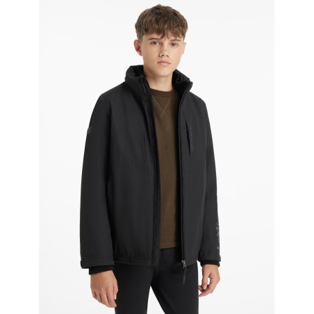 Schwarze wasserdichte Reitjacke Team Young Rider für Jungen