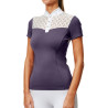 Turnier-Poloshirt Equestrian Stockholm Crystal Champion Damen - Dunkles Violett