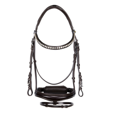 Neues englisches Equestro-Trensenzaum aus Leder mit Strass