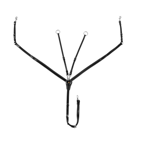Equestro-Brustblatt aus Leder mit elastischen Einsätzen und abnehmbarer Martingal