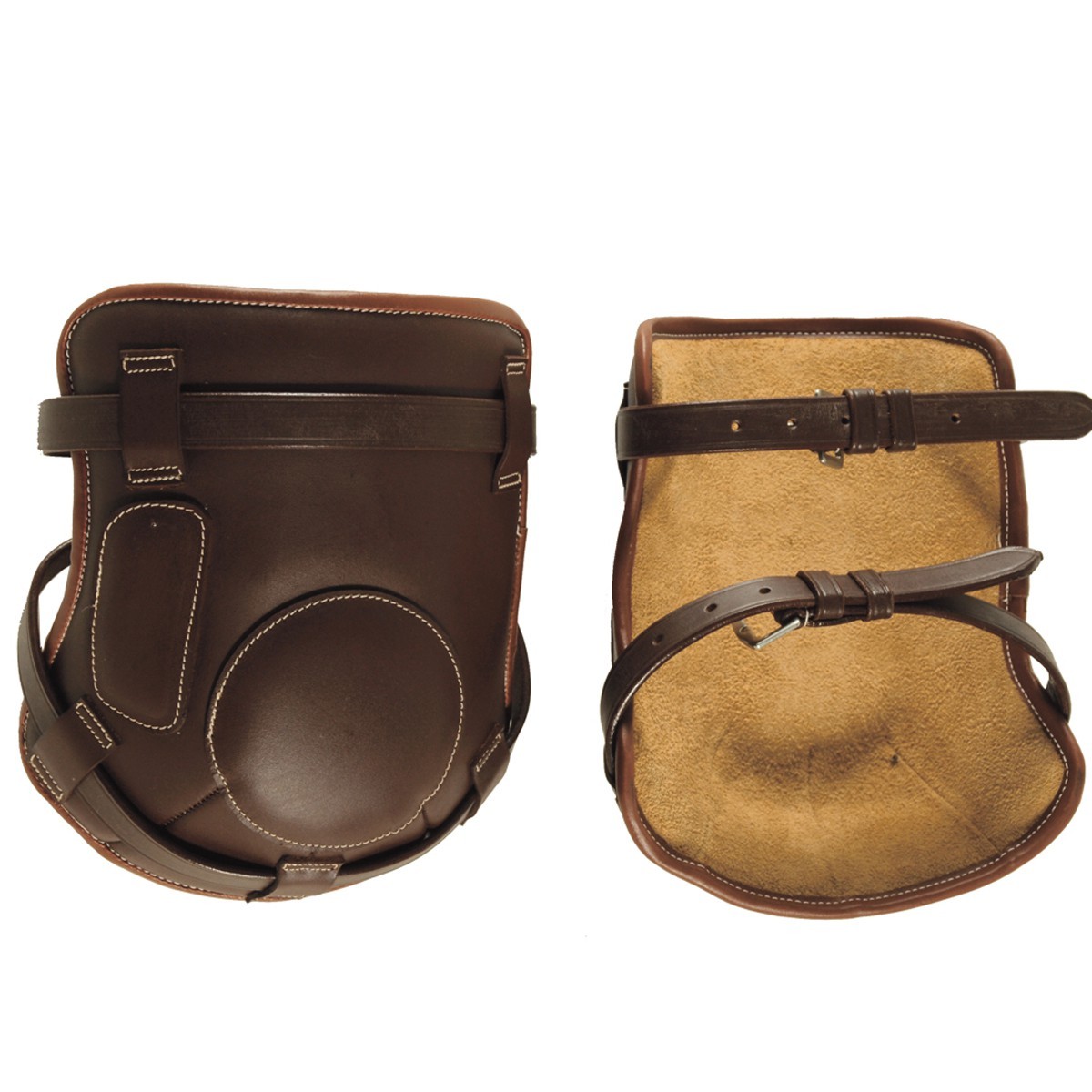 Knieschützer aus Leder mit Schnalle Chetak Braun