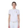 Wettbewerbspolo Equestro x FISE Damen, Slim Fit, kurzärmelig - Weiß