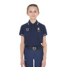 Unisex Kinder-Poloshirt Equestro x FISE aus technischem Stoff mit kurzen Ärmeln - Marineblazer