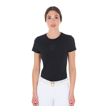 Damen-T-Shirt Equestro Basic Ton-in-Ton-Logo kurzärmlig