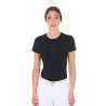 Damen-T-Shirt Equestro Basic Ton-in-Ton-Logo kurzärmlig - Schwarz