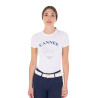 Damen-T-Shirt Equestro Cannes aus Baumwolle mit Strass, kurzärmlig - Weiß