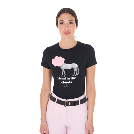 Damen-T-Shirt Equestro Head In The Clouds aus Baumwolle, kurzärmelig