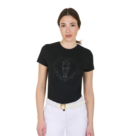 Damen-T-Shirt Equestro Wild Heart aus Baumwolle mit kurzen Ärmeln