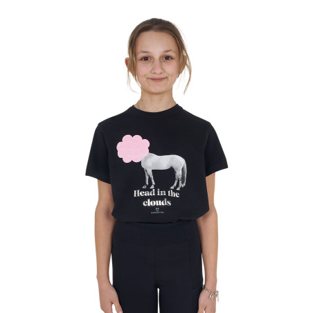 Mädchen-T-Shirt Equestro Head In The Clouds aus Baumwolle, kurzärmelig