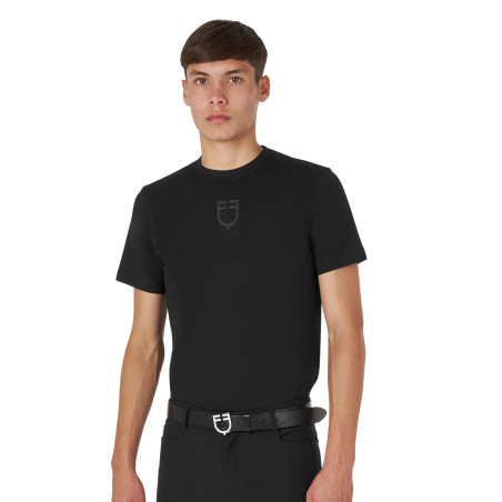 Herren-T-Shirt Equestro Basic mit Ton-in-Ton-Logo, kurzärmelig