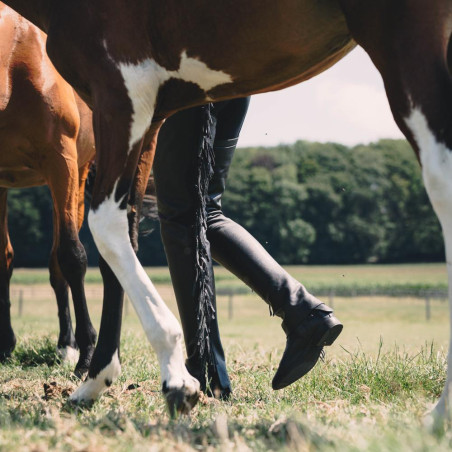 Lange Chaps Dy'on aus Kunstleder mit Fransen