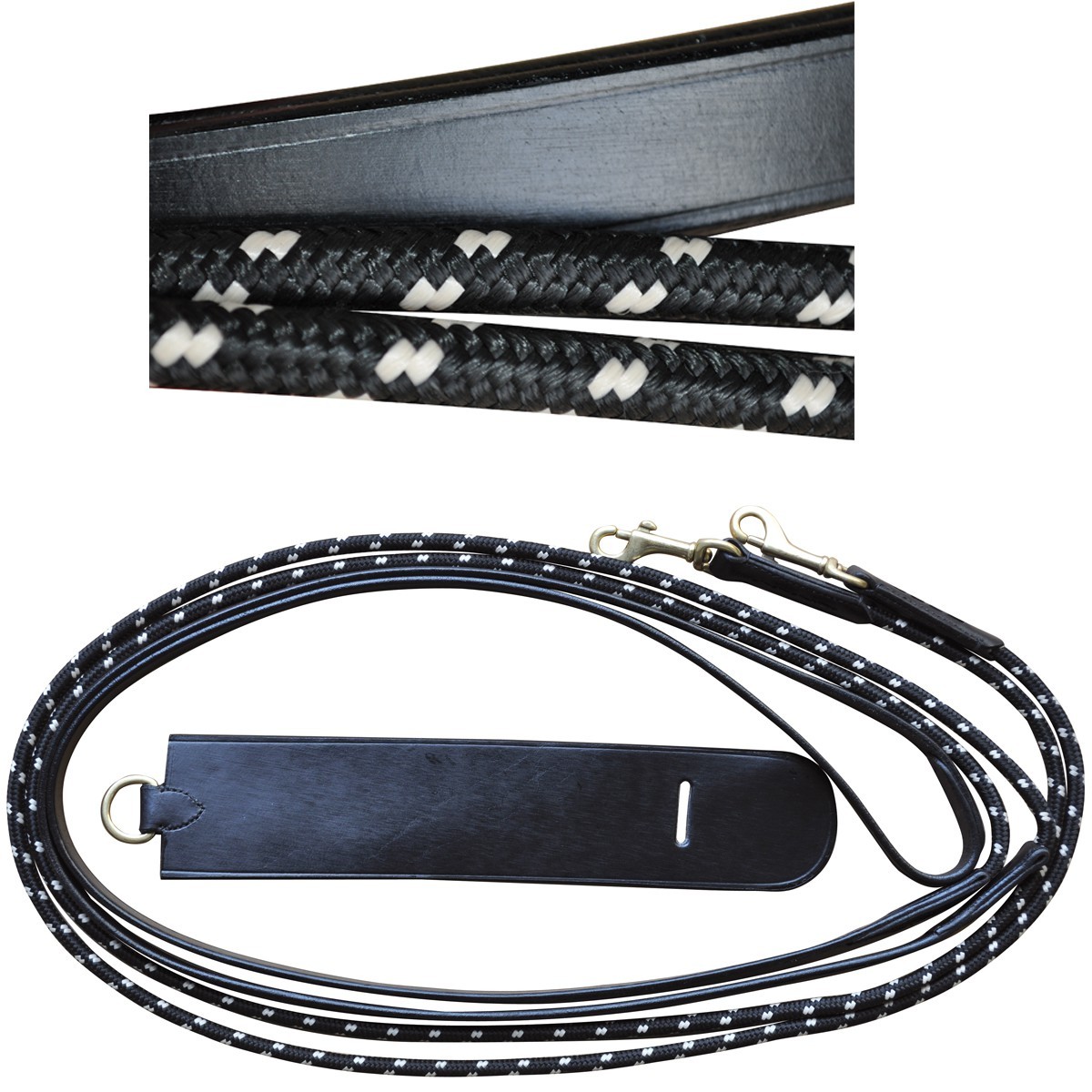 Rênes allemandes cuir/corde Chetak Noir
