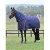 ComFiTec Essential Turnout Decke Weatherbeeta 50 g mit abnehmbarem Halsteil - Marine / Bordeaux