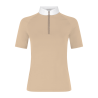 Kentucky Classic Turniershirt Damen mit glitzerndem Reißverschluss, kurzärmlig - Beige