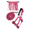 HKM Lilly Halfter-Set mit Karabinerhaken und abnehmbaren Fransen - Pink