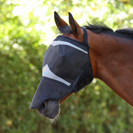 Shires FlyGuard Pro Fliegenschutzmaske aus feinem Netz ohne Ohren mit Nase