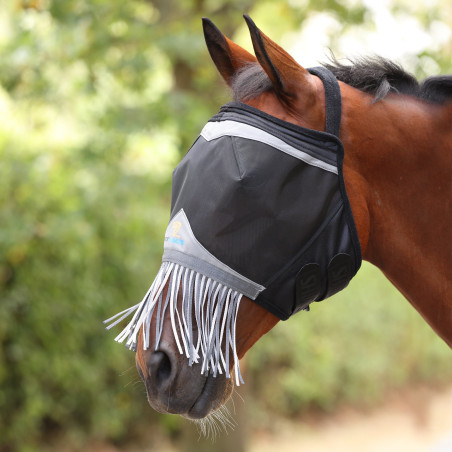 Shires FlyGuard Pro feines Netz-Fliegenschutzmaske ohne Ohren mit Nase und Fransen