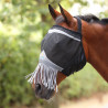 Shires FlyGuard Pro feines Netz-Fliegenschutzmaske ohne Ohren mit Nase und Fransen - Jais