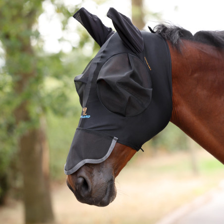 Dehnbare Shires FlyGuard Pro Fliegenmaske mit Ohren und Nase