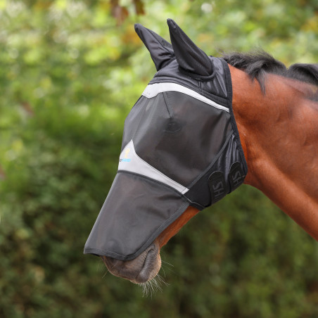 Shires FlyGuard Pro Fliegenschutzmaske aus feinem Netz mit Ohren und eckiger Nase