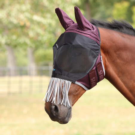Shires FlyGuard Pro Deluxe Fliegenschutzmaske mit Ohren, Nase und Fransen