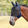 Shires FlyGuard Pro Deluxe Fliegenschutzmaske mit Ohren, Nase und Fransen - Marine