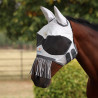 Shires FlyGuard Pro Sonnenschutz-Fliegenmaske mit Ohren, Nase und Fransen - Weiß