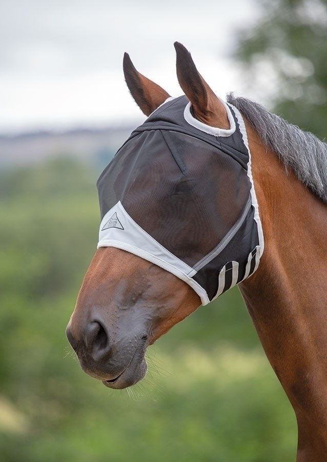 Shires Fliegenschutzmaske mit Ohrloch FlyGuard Pro Schwarz Shires Fliegenschutzmaske mit Ohrloch FlyGuard Pro Schwarz