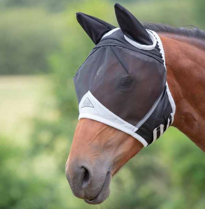 Fliegenmaske mit Ohrenschutz Shires FlyGuard Pro Schwarz