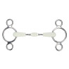 Shires EquiKind Softie Knebeltrense mit zwei Ringen, doppelt gebrochen - Stahl