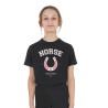 Mädchen-T-Shirt Horse Team aus Baumwolle - Schwarz