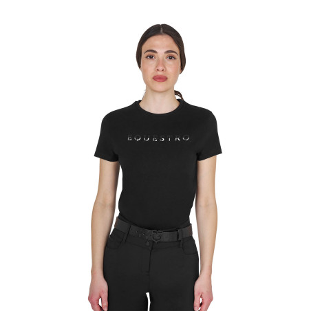 Damen-T-Shirt aus Baumwolle mit laminiertem Logo