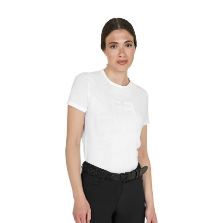 Damen Basic T-Shirt mit glänzendem Ton-in-Ton-Logo