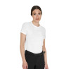 Damen Basic T-Shirt mit glänzendem Ton-in-Ton-Logo - Weiß